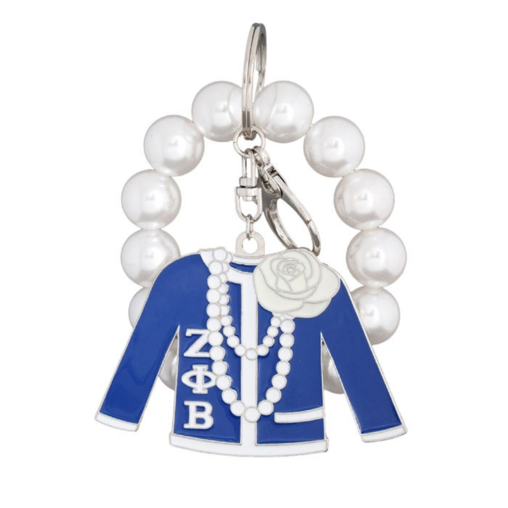 Blue and White Sorority Keychain Zeta Phi Beta